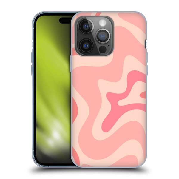 Kierkegaard Design Studio Retro Abstract Patterns Soft Pink Liquid Swirl Soft Gel Case for Apple iPhone 14 Pro
