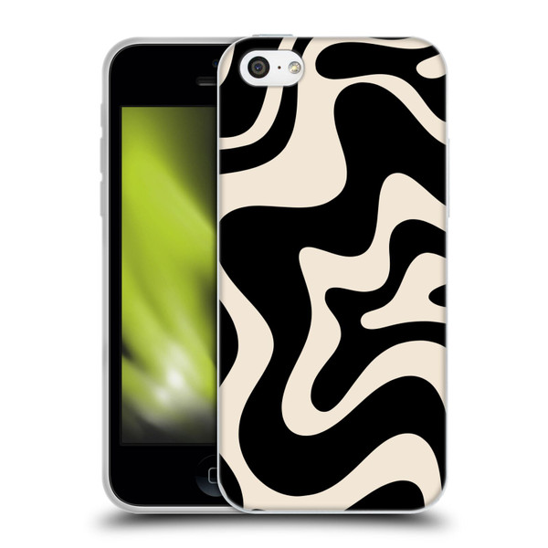 Kierkegaard Design Studio Retro Abstract Patterns Black Almond Cream Swirl Soft Gel Case for Apple iPhone 5c