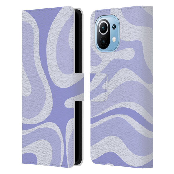 Kierkegaard Design Studio Art Modern Liquid Swirl Purple Leather Book Wallet Case Cover For Xiaomi Mi 11