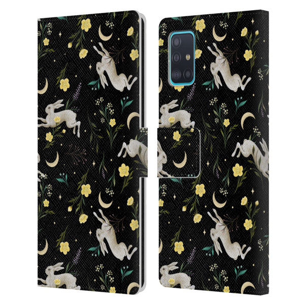 Episodic Drawing Pattern Bunny Night Leather Book Wallet Case Cover For Samsung Galaxy A51 (2019)