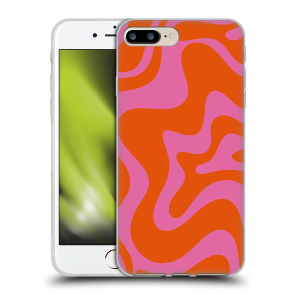 Kierkegaard Design Studio Retro Abstract Patterns Hot Pink Orange Swirl Soft Gel Case for Apple iPhone 7 Plus / iPhone 8 Plus