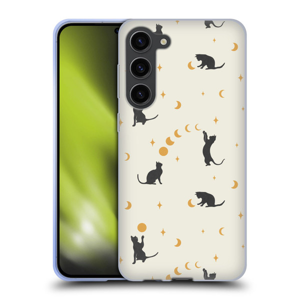 Episodic Drawing Pattern Cat And Moon Soft Gel Case for Samsung Galaxy S23+ 5G