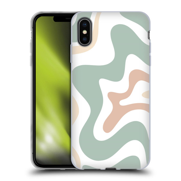 Kierkegaard Design Studio Retro Abstract Patterns Celadon Sage Swirl Soft Gel Case for Apple iPhone XS Max