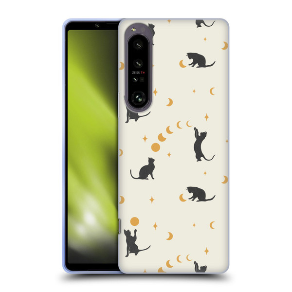 Episodic Drawing Pattern Cat And Moon Soft Gel Case for Sony Xperia 1 IV
