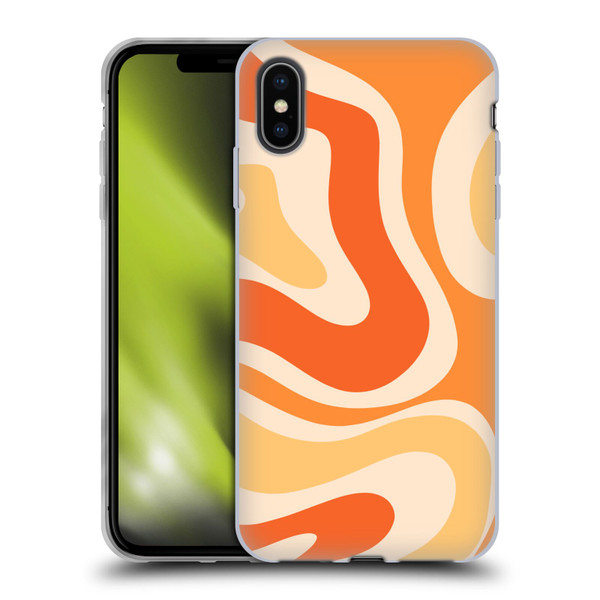 Kierkegaard Design Studio Retro Abstract Patterns Modern Orange Tangerine Swirl Soft Gel Case for Apple iPhone XS Max