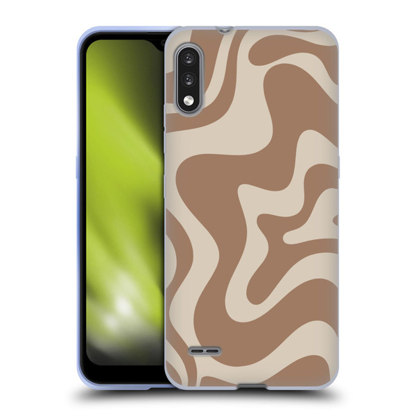 Kierkegaard Design Studio Retro Abstract Patterns Milk Brown Beige Swirl Soft Gel Case for LG K22