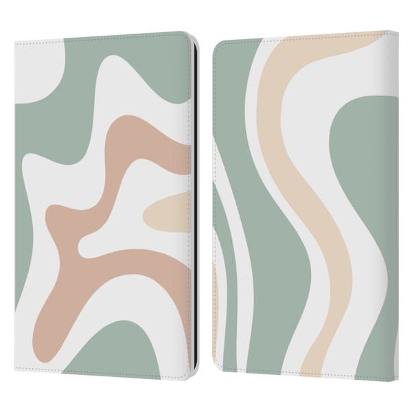 Kierkegaard Design Studio Retro Abstract Patterns Celadon Sage Swirl Leather Book Wallet Case Cover For Amazon Kindle Paperwhite 1 / 2 / 3