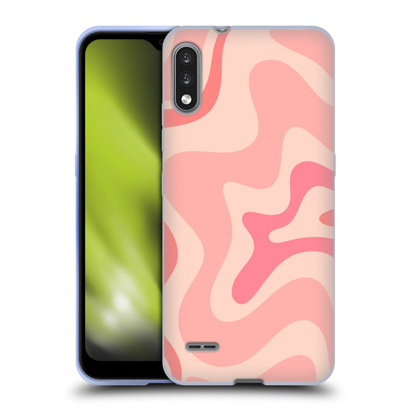 Kierkegaard Design Studio Retro Abstract Patterns Soft Pink Liquid Swirl Soft Gel Case for LG K22