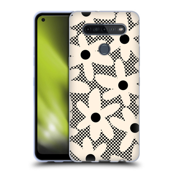 Kierkegaard Design Studio Retro Abstract Patterns Daisy Black Cream Dots Check Soft Gel Case for LG K51S