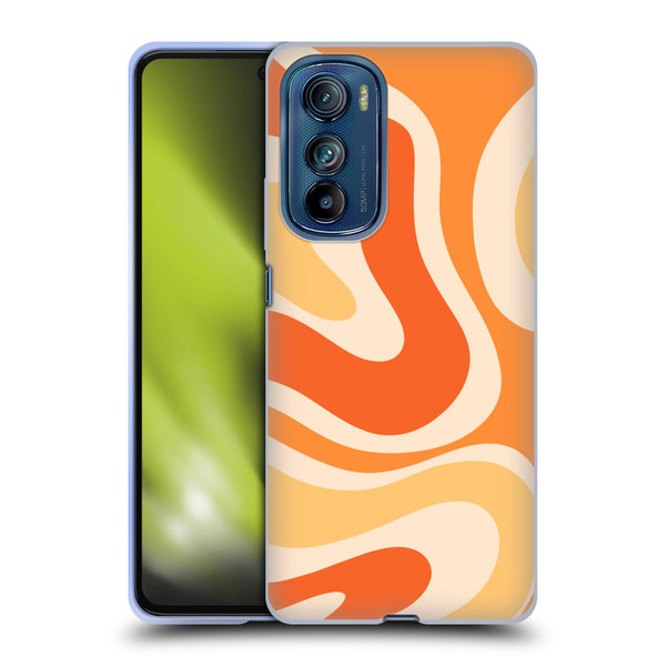 Kierkegaard Design Studio Retro Abstract Patterns Modern Orange Tangerine Swirl Soft Gel Case for Motorola Edge 30