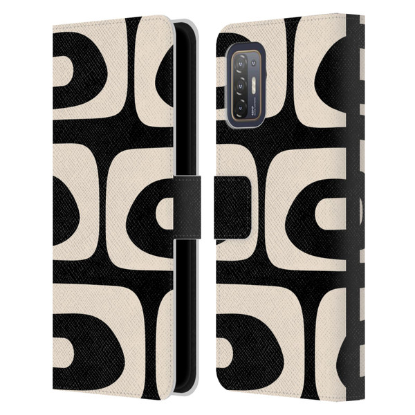 Kierkegaard Design Studio Retro Abstract Patterns Modern Piquet Black Cream Leather Book Wallet Case Cover For HTC Desire 21 Pro 5G