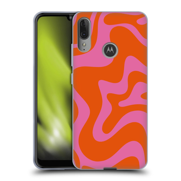 Kierkegaard Design Studio Retro Abstract Patterns Hot Pink Orange Swirl Soft Gel Case for Motorola Moto E6 Plus