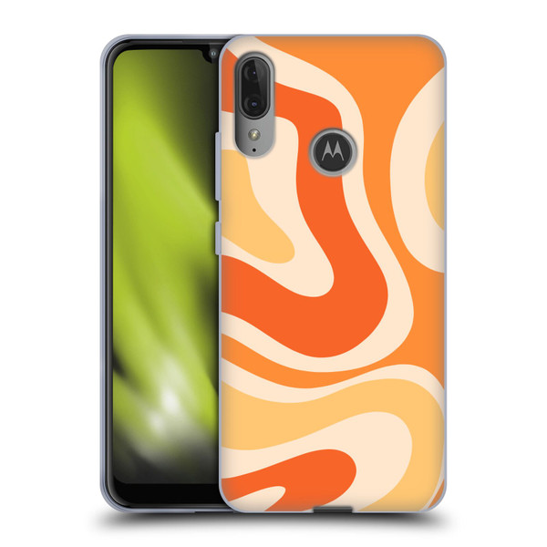 Kierkegaard Design Studio Retro Abstract Patterns Modern Orange Tangerine Swirl Soft Gel Case for Motorola Moto E6 Plus
