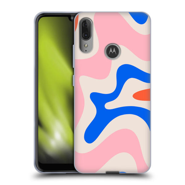 Kierkegaard Design Studio Retro Abstract Patterns Pink Blue Orange Swirl Soft Gel Case for Motorola Moto E6 Plus