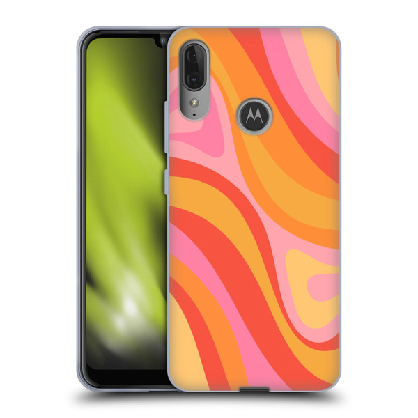 Kierkegaard Design Studio Retro Abstract Patterns Pink Orange Yellow Swirl Soft Gel Case for Motorola Moto E6 Plus