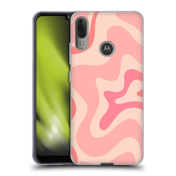 Kierkegaard Design Studio Retro Abstract Patterns Soft Pink Liquid Swirl Soft Gel Case for Motorola Moto E6 Plus