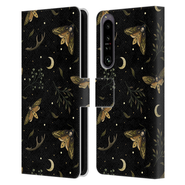 Episodic Drawing Pattern Death Head Moth Leather Book Wallet Case Cover For Sony Xperia 1 IV