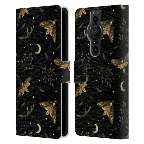 Episodic Drawing Pattern Death Head Moth Leather Book Wallet Case Cover For Sony Xperia Pro-I