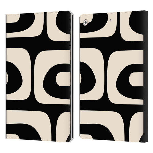 Kierkegaard Design Studio Retro Abstract Patterns Modern Piquet Black Cream Leather Book Wallet Case Cover For Apple iPad 10.2 2019/2020/2021