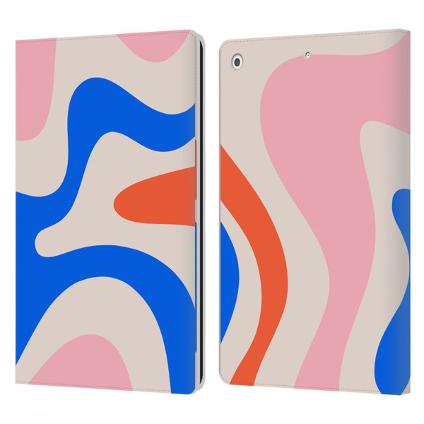 Kierkegaard Design Studio Retro Abstract Patterns Pink Blue Orange Swirl Leather Book Wallet Case Cover For Apple iPad 10.2 2019/2020/2021