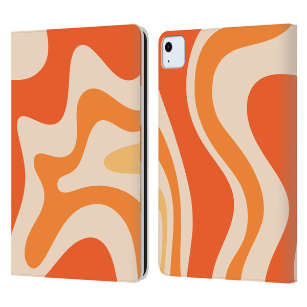 Kierkegaard Design Studio Retro Abstract Patterns Tangerine Orange Tone Leather Book Wallet Case Cover For Apple iPad Air 2020 / 2022