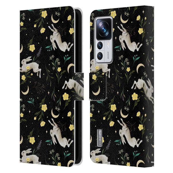 Episodic Drawing Pattern Bunny Night Leather Book Wallet Case Cover For Xiaomi 12T Pro