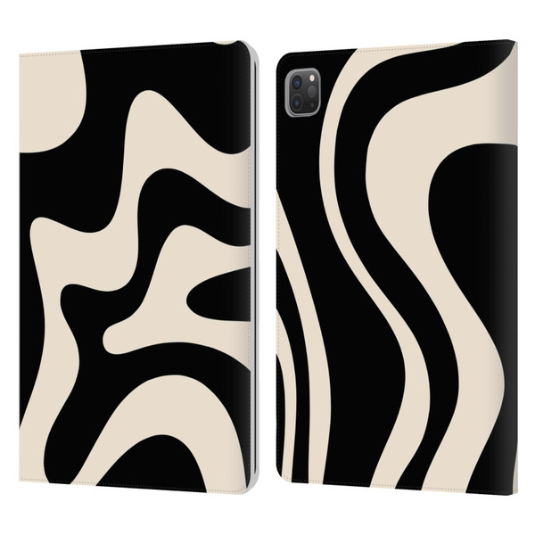 Kierkegaard Design Studio Retro Abstract Patterns Black Almond Cream Swirl Leather Book Wallet Case Cover For Apple iPad Pro 11 2020 / 2021 / 2022