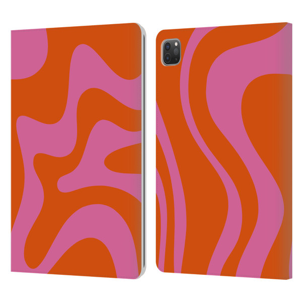 Kierkegaard Design Studio Retro Abstract Patterns Hot Pink Orange Swirl Leather Book Wallet Case Cover For Apple iPad Pro 11 2020 / 2021 / 2022