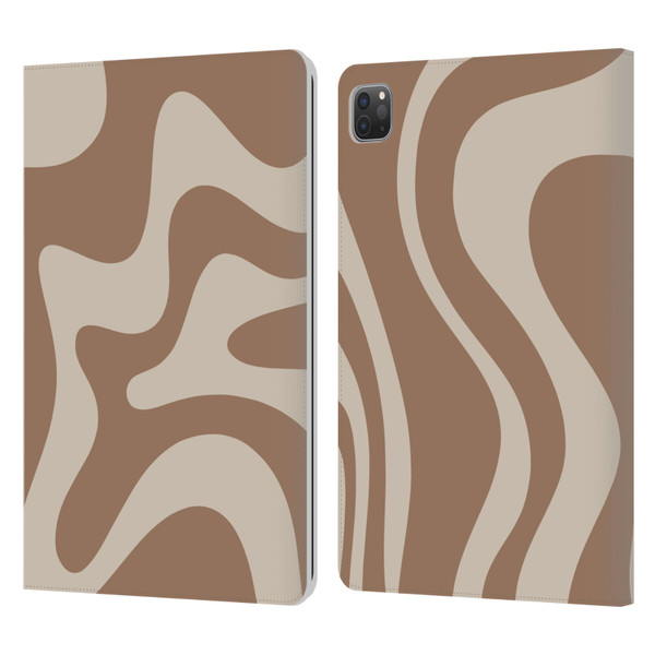 Kierkegaard Design Studio Retro Abstract Patterns Milk Brown Beige Swirl Leather Book Wallet Case Cover For Apple iPad Pro 11 2020 / 2021 / 2022