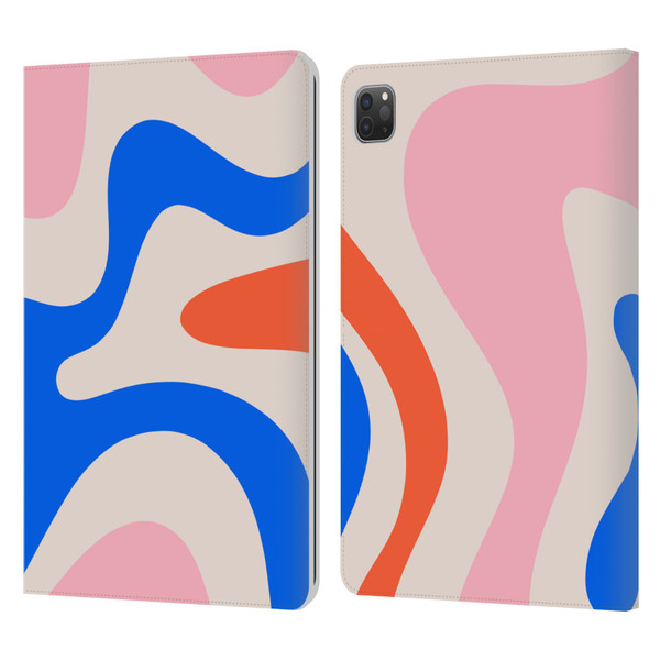 Kierkegaard Design Studio Retro Abstract Patterns Pink Blue Orange Swirl Leather Book Wallet Case Cover For Apple iPad Pro 11 2020 / 2021 / 2022