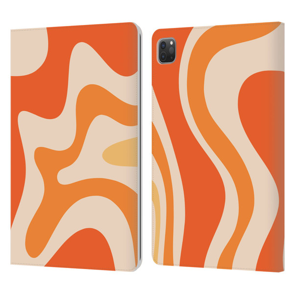 Kierkegaard Design Studio Retro Abstract Patterns Tangerine Orange Tone Leather Book Wallet Case Cover For Apple iPad Pro 11 2020 / 2021 / 2022