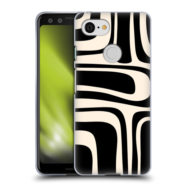 Kierkegaard Design Studio Retro Abstract Patterns Palm Springs Black Cream Soft Gel Case for Google Pixel 3