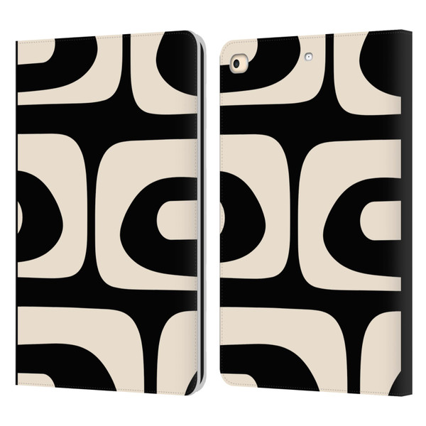 Kierkegaard Design Studio Retro Abstract Patterns Modern Piquet Black Cream Leather Book Wallet Case Cover For Apple iPad 9.7 2017 / iPad 9.7 2018