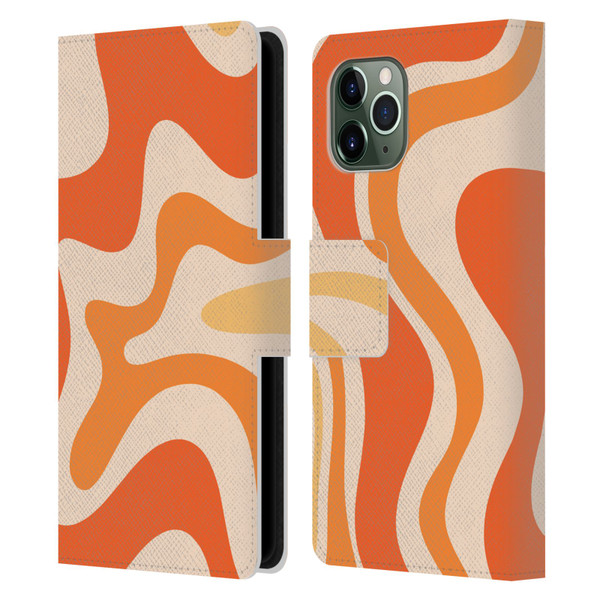 Kierkegaard Design Studio Retro Abstract Patterns Tangerine Orange Tone Leather Book Wallet Case Cover For Apple iPhone 11 Pro