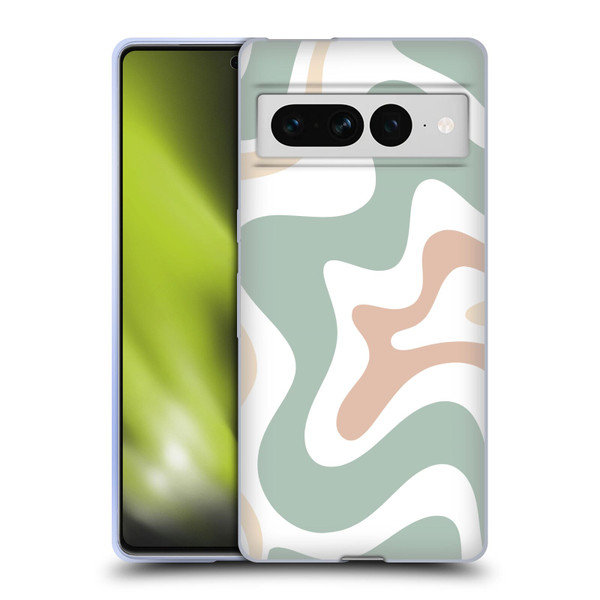 Kierkegaard Design Studio Retro Abstract Patterns Celadon Sage Swirl Soft Gel Case for Google Pixel 7 Pro