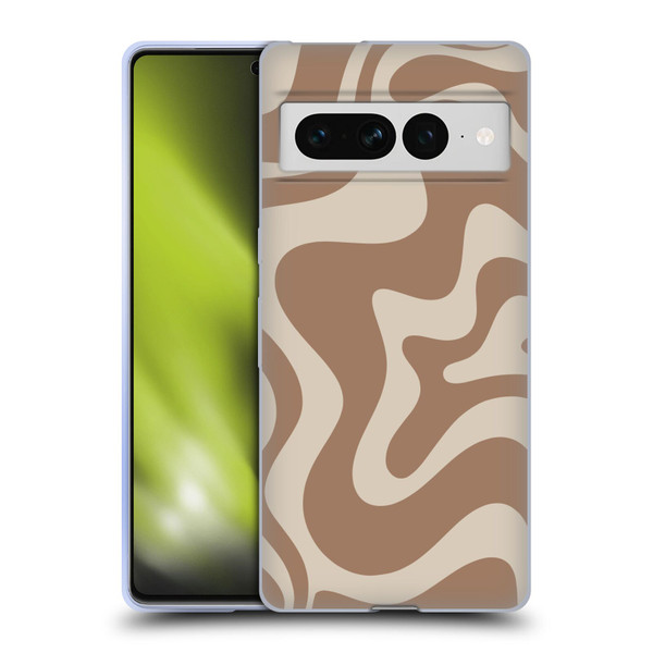 Kierkegaard Design Studio Retro Abstract Patterns Milk Brown Beige Swirl Soft Gel Case for Google Pixel 7 Pro