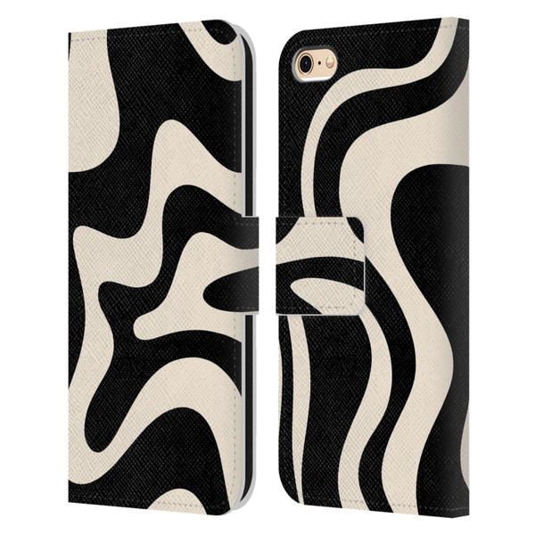Kierkegaard Design Studio Retro Abstract Patterns Black Almond Cream Swirl Leather Book Wallet Case Cover For Apple iPhone 6 / iPhone 6s