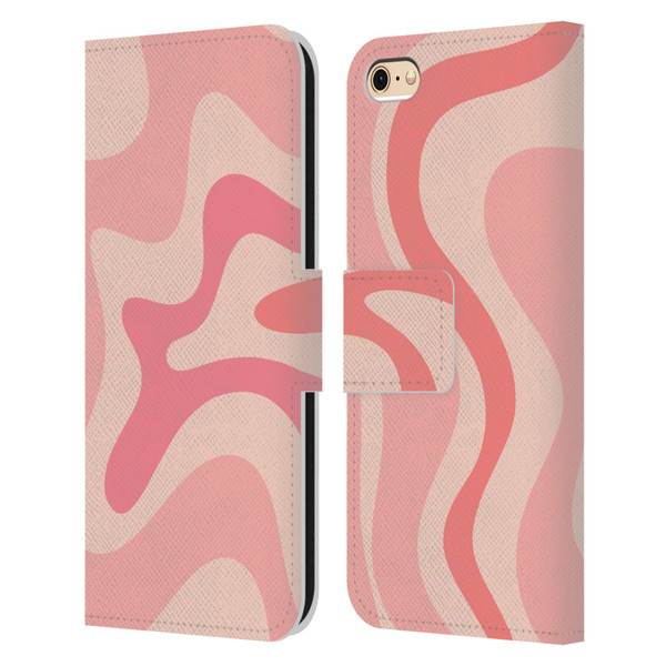 Kierkegaard Design Studio Retro Abstract Patterns Soft Pink Liquid Swirl Leather Book Wallet Case Cover For Apple iPhone 6 / iPhone 6s