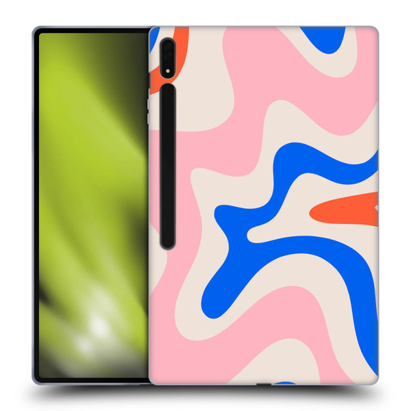 Kierkegaard Design Studio Retro Abstract Patterns Pink Blue Orange Swirl Soft Gel Case for Samsung Galaxy Tab S8 Ultra