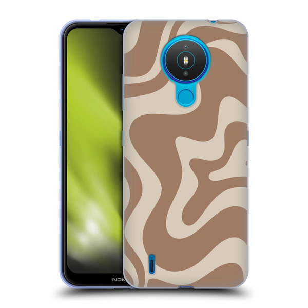 Kierkegaard Design Studio Retro Abstract Patterns Milk Brown Beige Swirl Soft Gel Case for Nokia 1.4