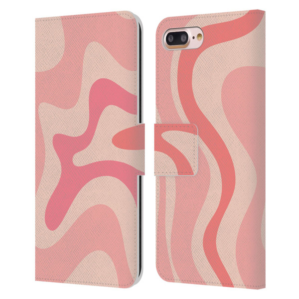 Kierkegaard Design Studio Retro Abstract Patterns Soft Pink Liquid Swirl Leather Book Wallet Case Cover For Apple iPhone 7 Plus / iPhone 8 Plus