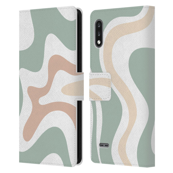 Kierkegaard Design Studio Retro Abstract Patterns Celadon Sage Swirl Leather Book Wallet Case Cover For LG K22