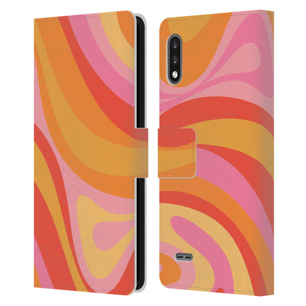 Kierkegaard Design Studio Retro Abstract Patterns Pink Orange Yellow Swirl Leather Book Wallet Case Cover For LG K22