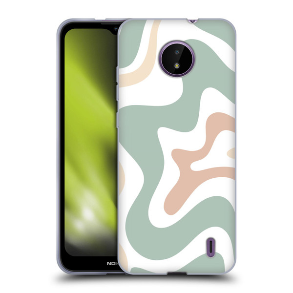 Kierkegaard Design Studio Retro Abstract Patterns Celadon Sage Swirl Soft Gel Case for Nokia C10 / C20