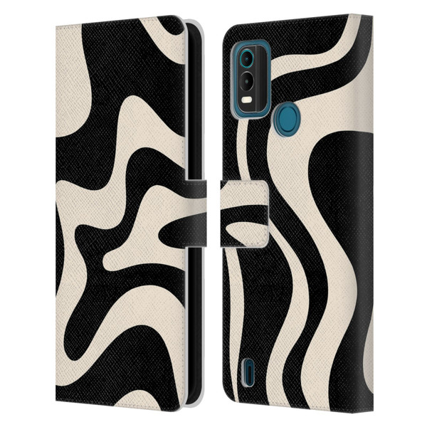 Kierkegaard Design Studio Retro Abstract Patterns Black Almond Cream Swirl Leather Book Wallet Case Cover For Nokia G11 Plus