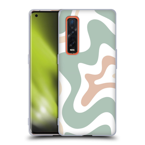 Kierkegaard Design Studio Retro Abstract Patterns Celadon Sage Swirl Soft Gel Case for OPPO Find X2 Pro 5G