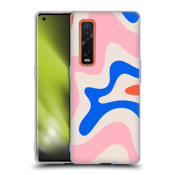 Kierkegaard Design Studio Retro Abstract Patterns Pink Blue Orange Swirl Soft Gel Case for OPPO Find X2 Pro 5G