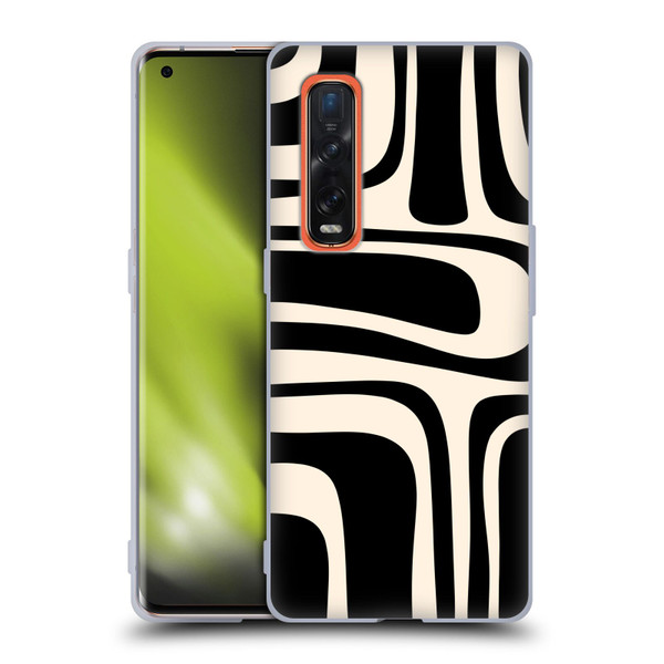 Kierkegaard Design Studio Retro Abstract Patterns Palm Springs Black Cream Soft Gel Case for OPPO Find X2 Pro 5G