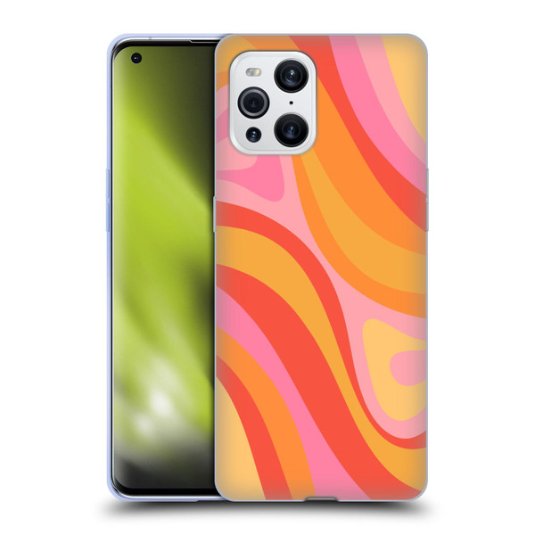 Kierkegaard Design Studio Retro Abstract Patterns Pink Orange Yellow Swirl Soft Gel Case for OPPO Find X3 / Pro