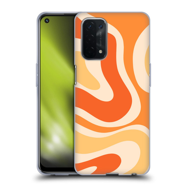 Kierkegaard Design Studio Retro Abstract Patterns Modern Orange Tangerine Swirl Soft Gel Case for OPPO A54 5G
